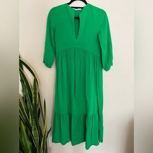 Zara Ruffle Green Maxi Dress, size Small